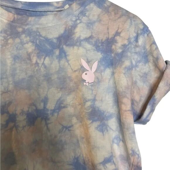 🎄Me to We Tie Dye Playboy Short Sleeve Crop Top Purple Small - Picture 2 of 5